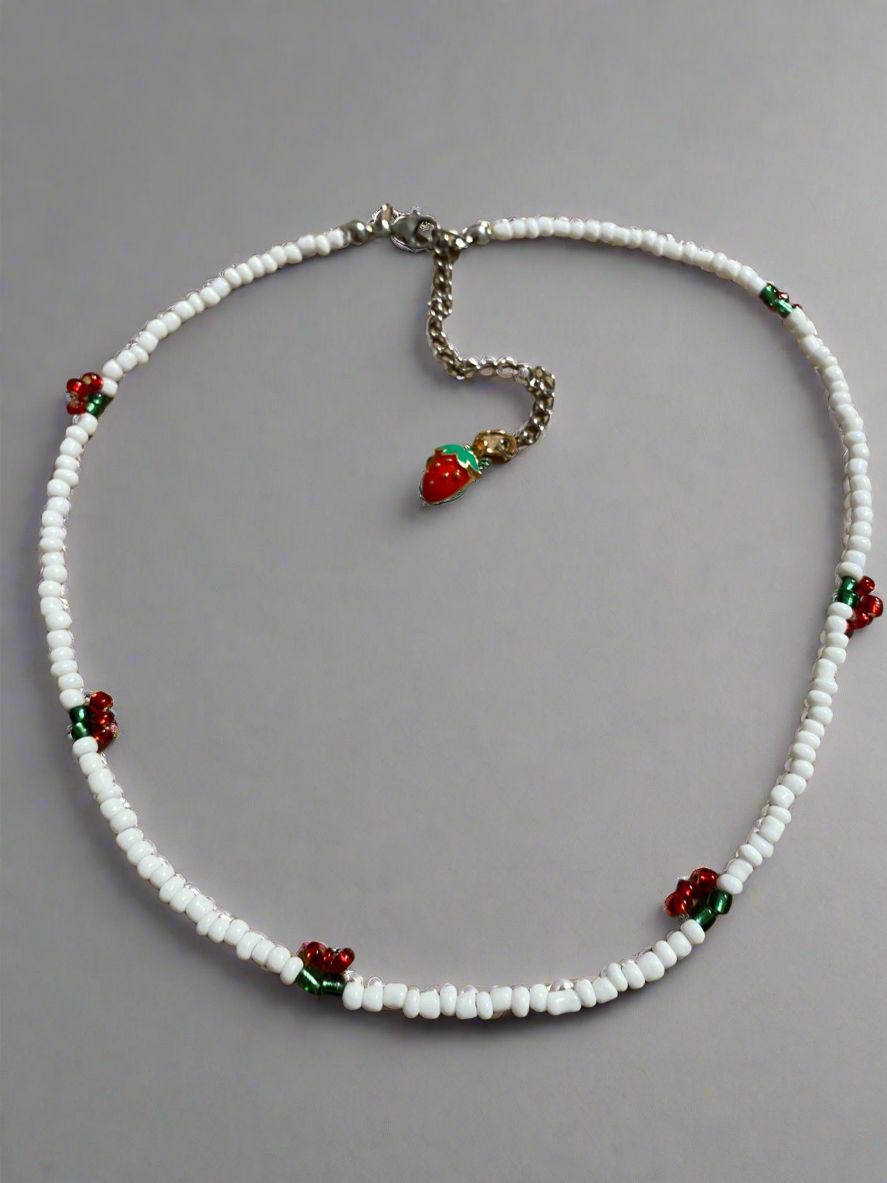 Strawberry Beaded Necklace