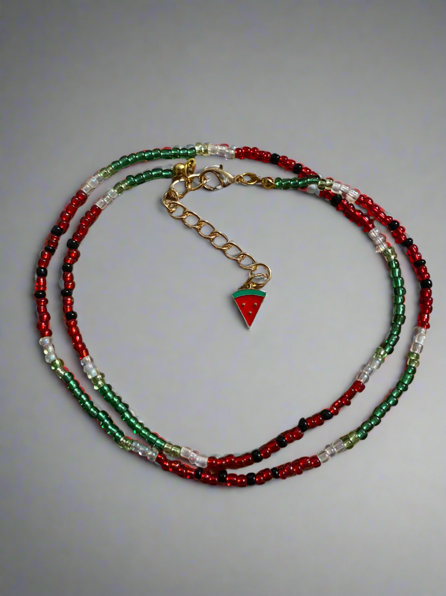 Watermelon Wishes Beaded Wrap Bracelet