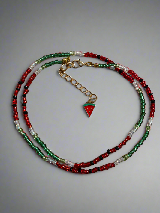 Watermelon Wishes Beaded Wrap Bracelet