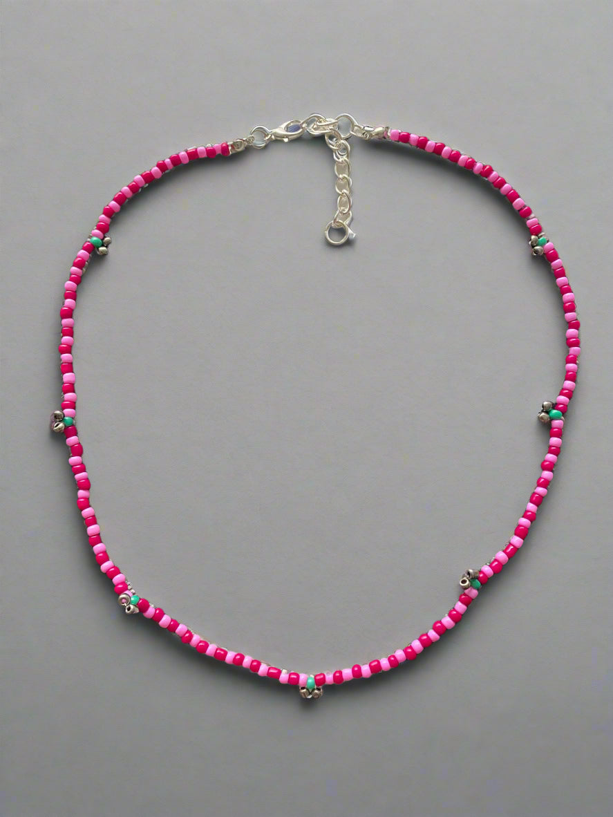 Pink Berry Glass Bead Necklace