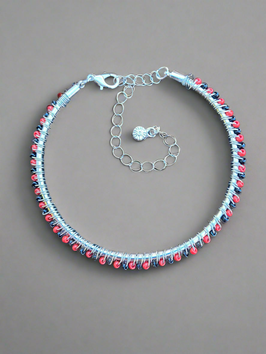 Red and Black Glass Bead bracelet